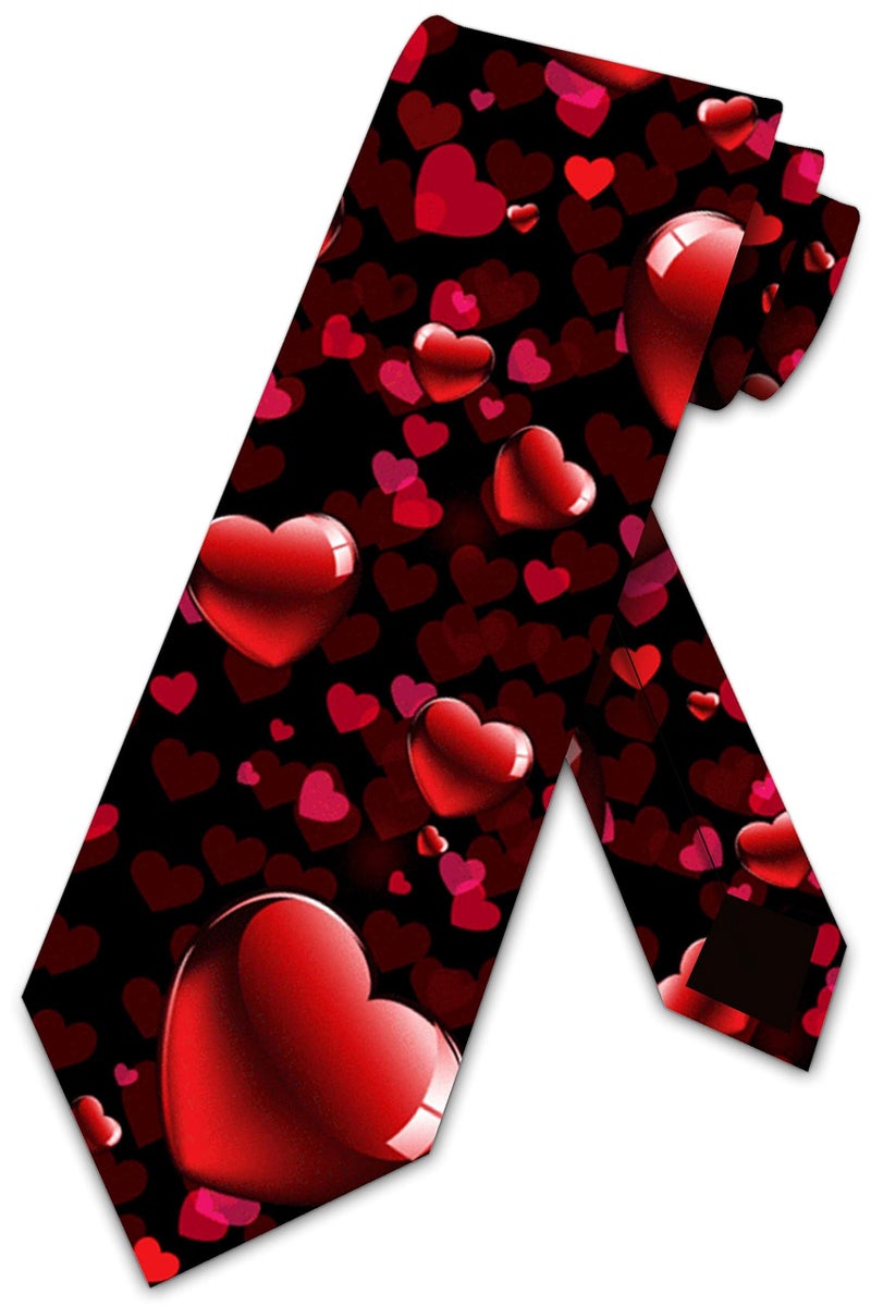 Three Rooker Valentines Day Ties Mens Valentines Hearts Allover Necktie - Image 1
